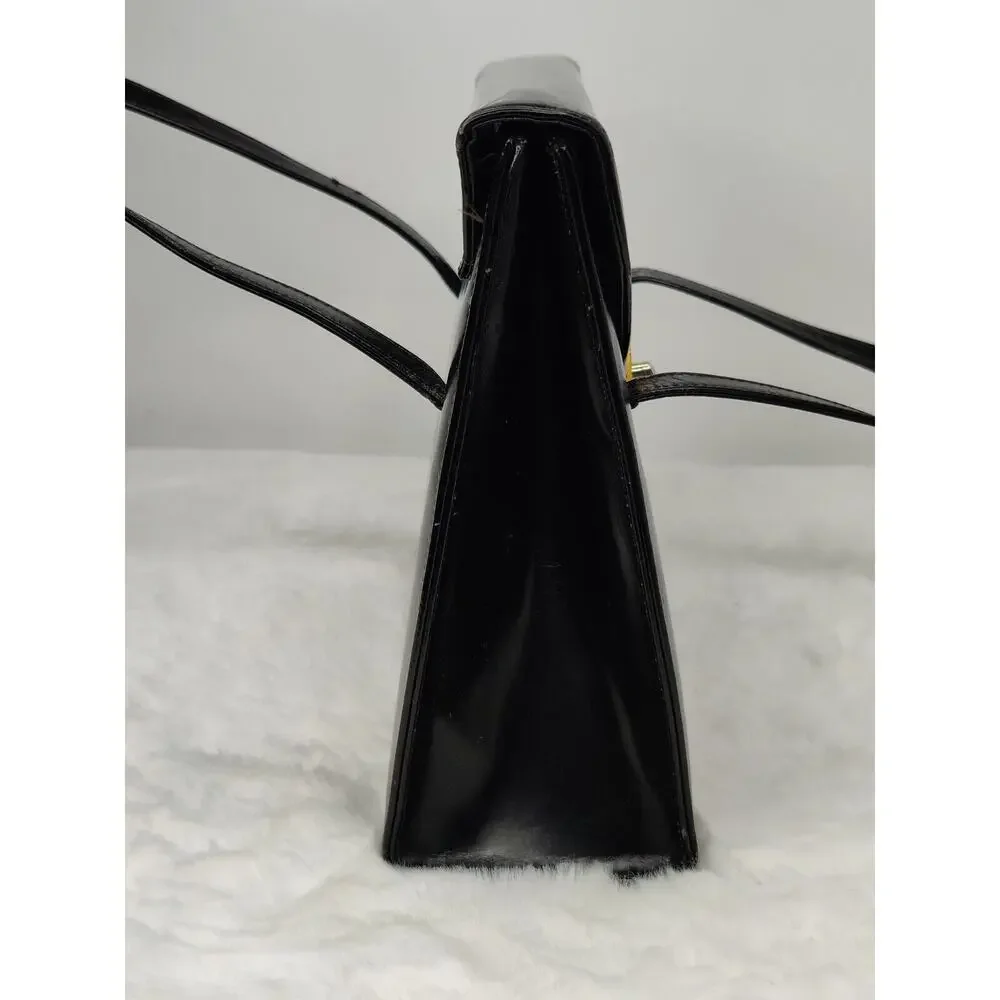 Vintage Black Leather Purse with gold hardwear